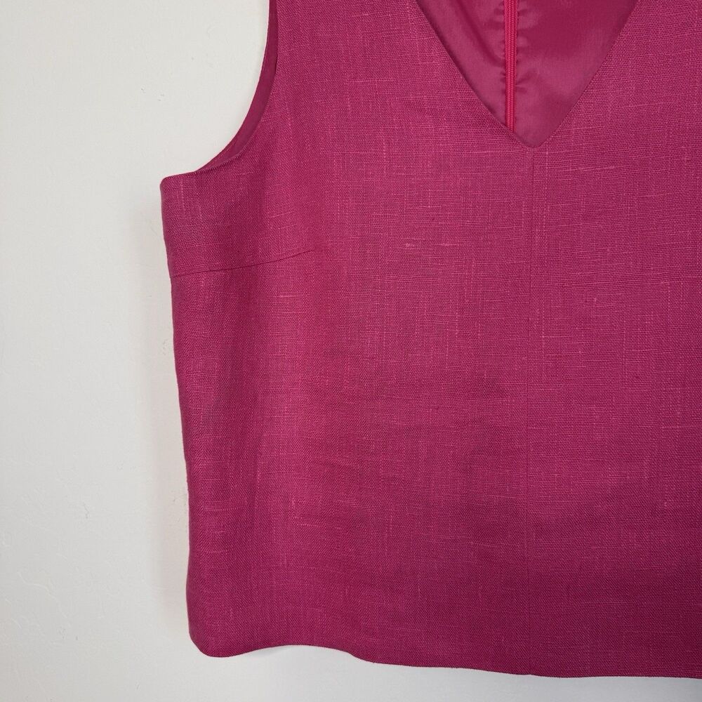 Harve Bernard Vintage Sz 10P Pure Linen Pink Structured Crop Tank Top Barbiecore - Picture 2 of 11